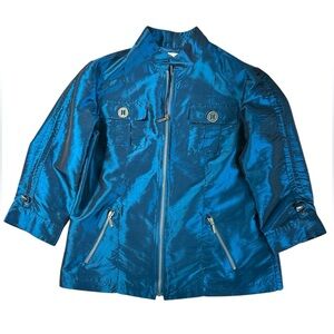 Chico’s Electric Blue 3/4 Sleeve Utility Zip Jacket Women’s Medium
